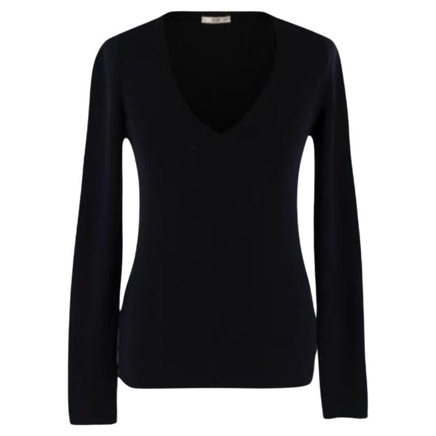 Prada Black Cashmere & Silk Blend V Neck Sweater For Sale