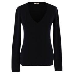 Prada Black Cashmere & Silk Blend V Neck Sweater