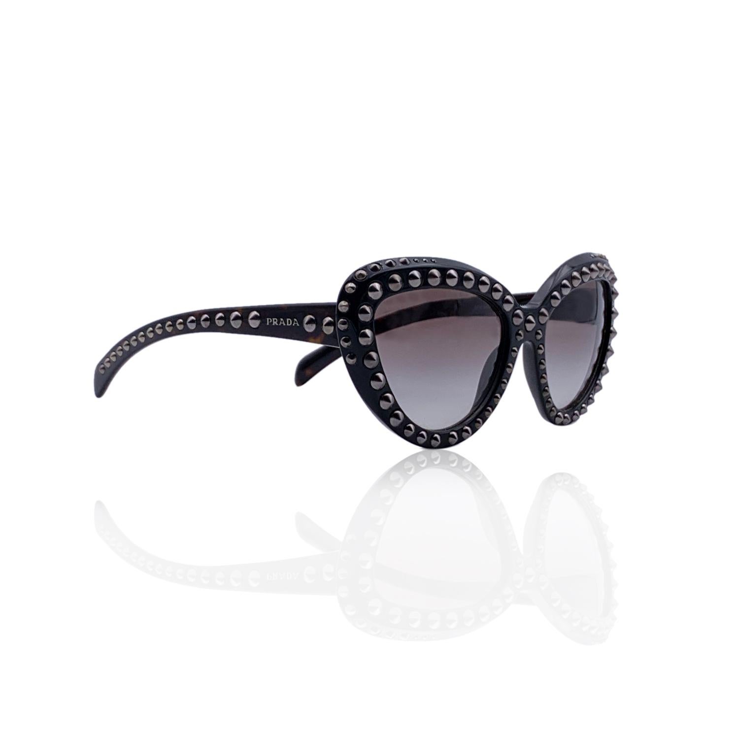 Prada Brown Cat Eye SPR31Q Sunglasses with Studs 57/19 140mm For Sale at  1stDibs
