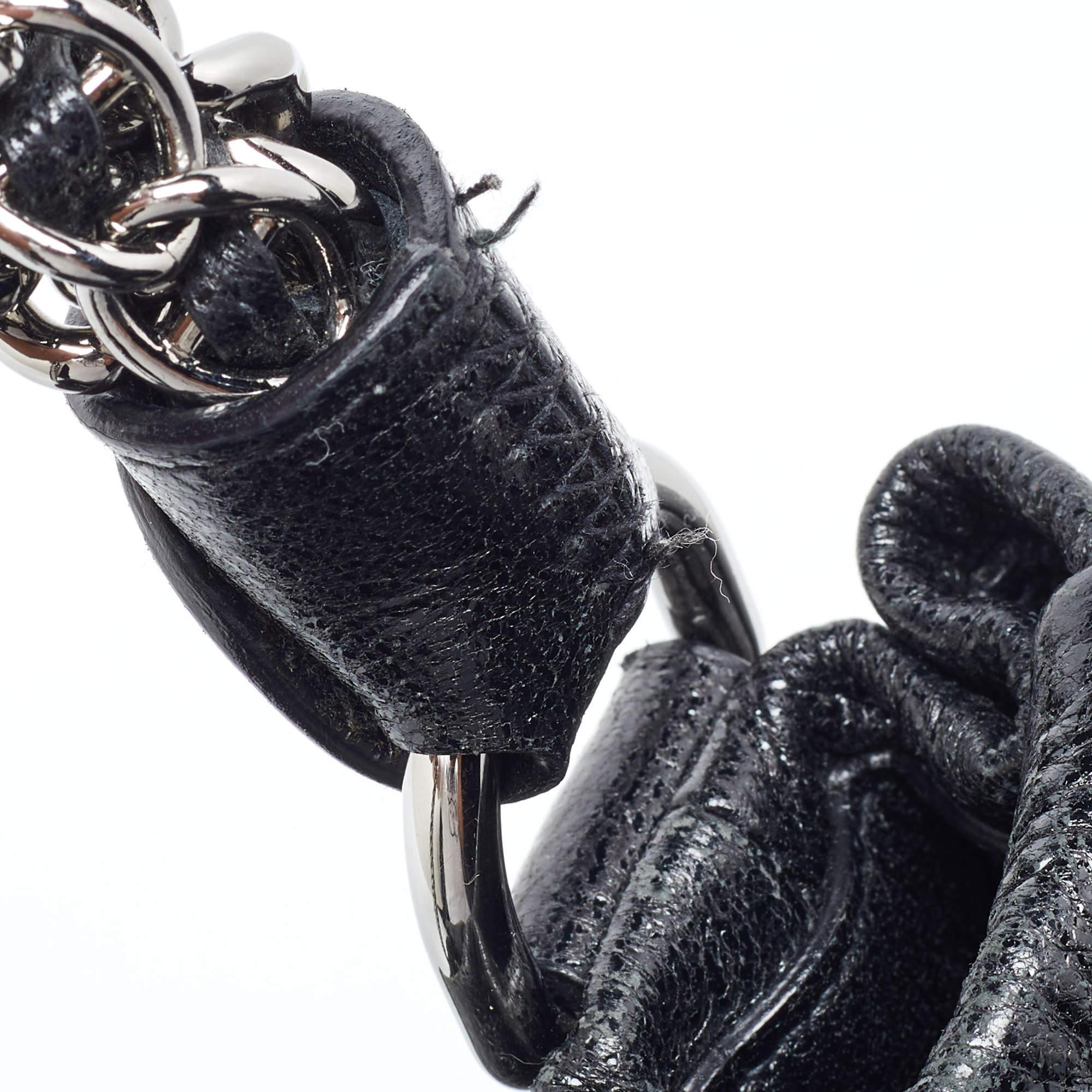 Prada Black Cervo Leather Chain Hobo For Sale 5