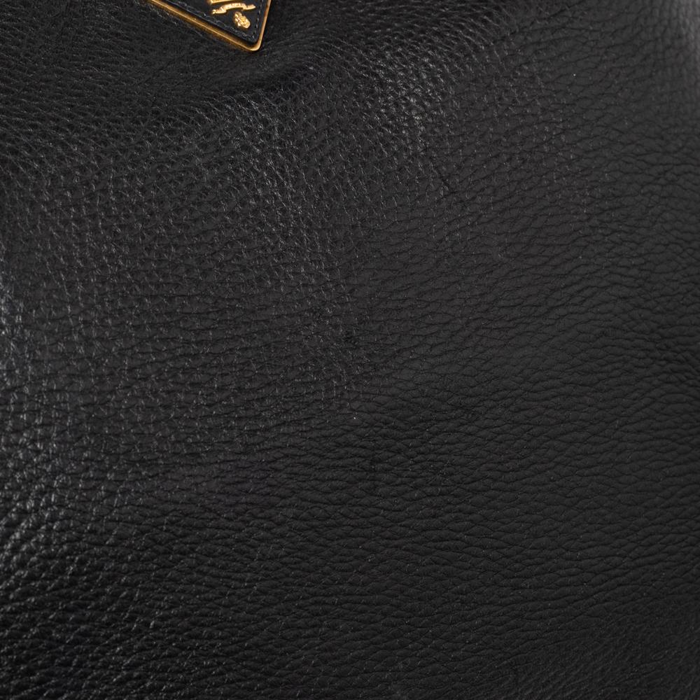 Prada Black Cervo Leather Zip Around Hobo 7