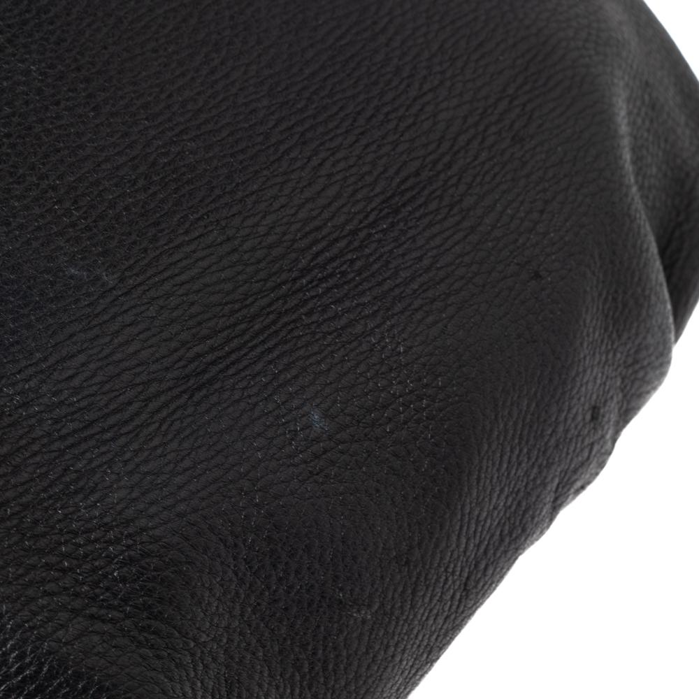 Prada Black Cervo Leather Zip Around Hobo 8