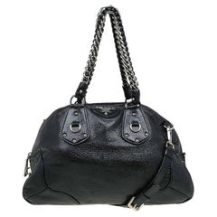 Prada Black Cervo Lux Leather Chain Bowling Bag