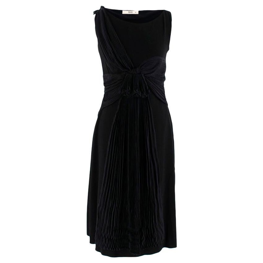 Prada Black Chiffon Detail Sleeveless Dress - Size US4 For Sale