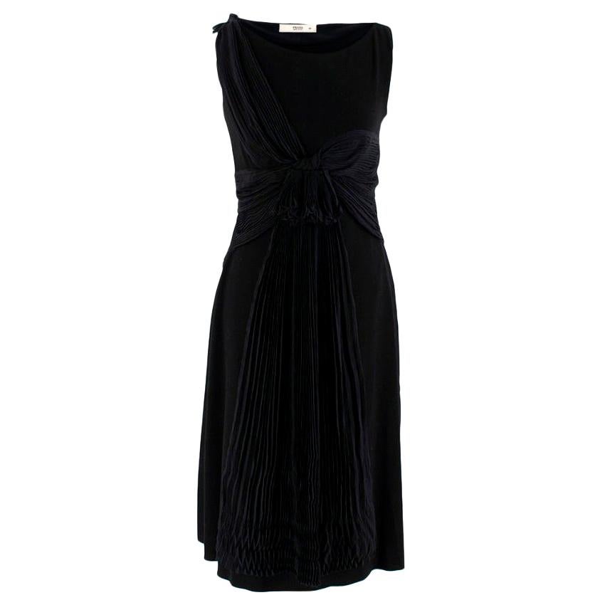 Prada Black Chiffon Detail Sleeveless Dress - Size US 4 For Sale