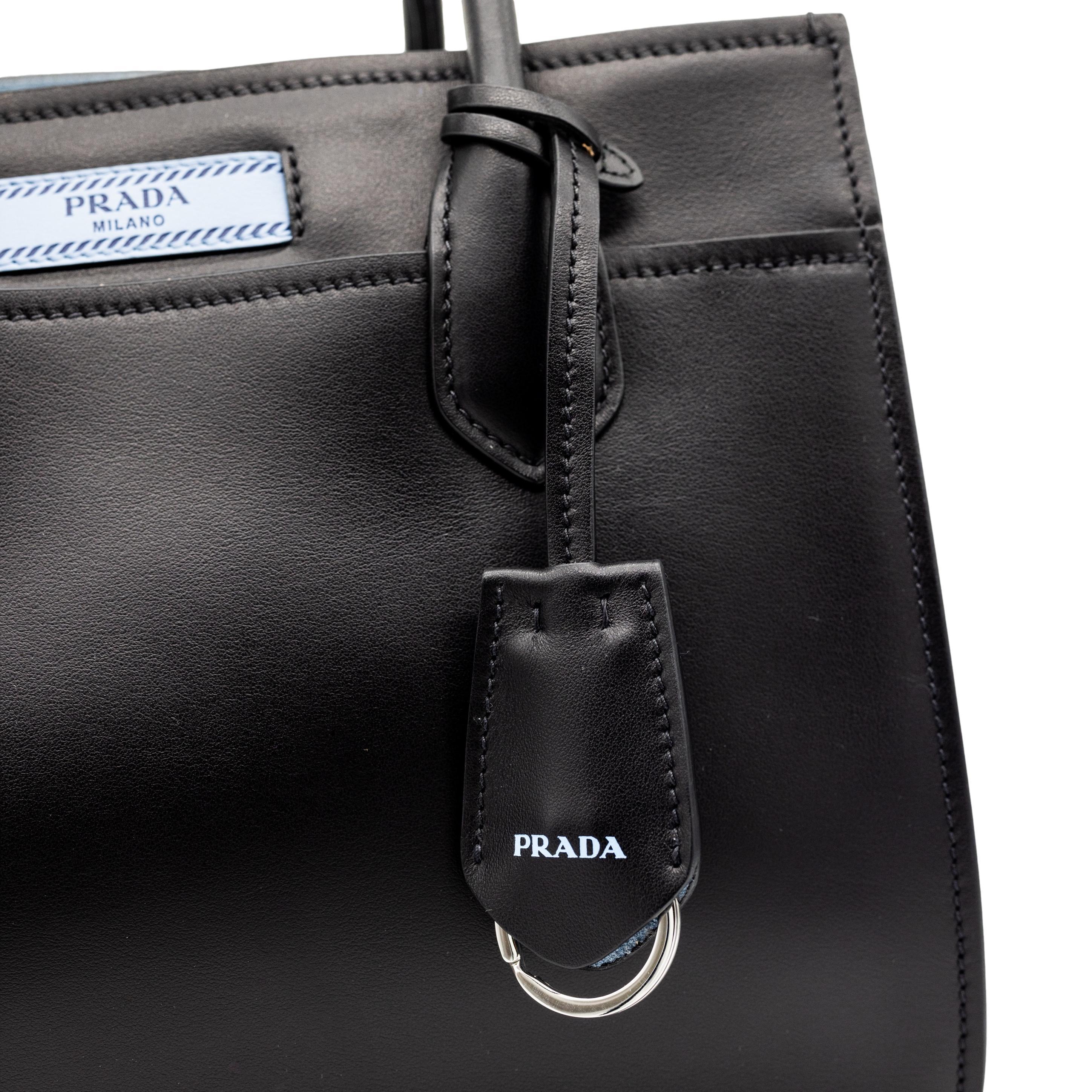 Prada Black City Calfskin Leather Etiquette Small Tote Crossbody Bag, 2018. The 