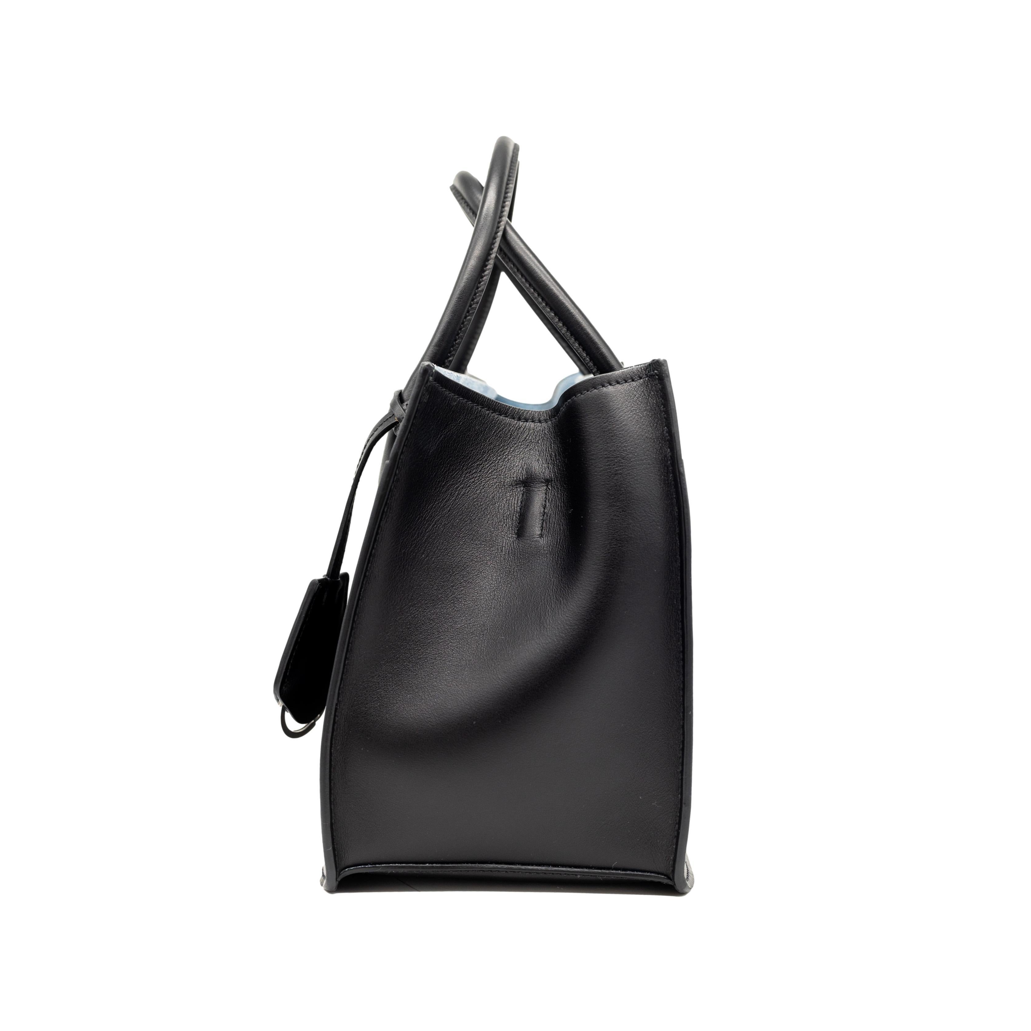 Women's or Men's Prada Black City Calfskin Leather Etiquette Small Tote Crossbody Bag, 2018.