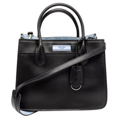 Prada Black City Calfskin Leather Etiquette Small Tote Crossbody Bag, 2018.