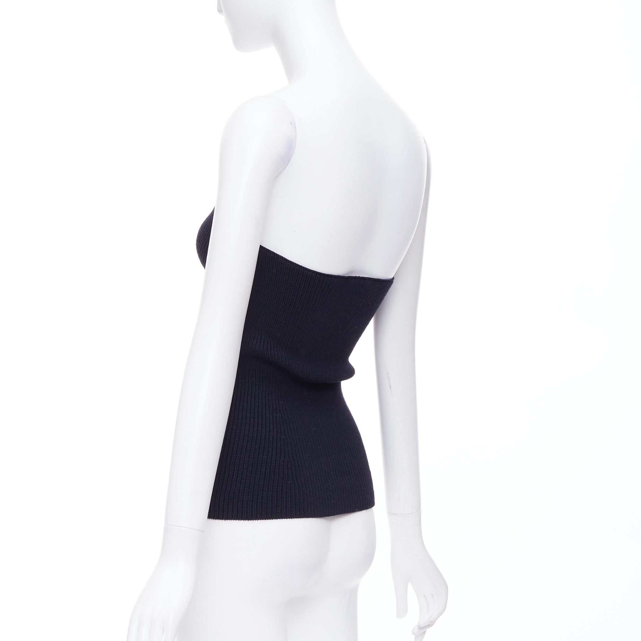 PRADA black contour ribbed knit boned strapless bustier top IT42 M 1