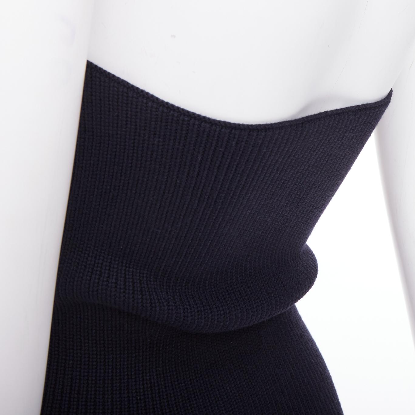 PRADA black contour ribbed knit boned strapless bustier top IT42 M 2