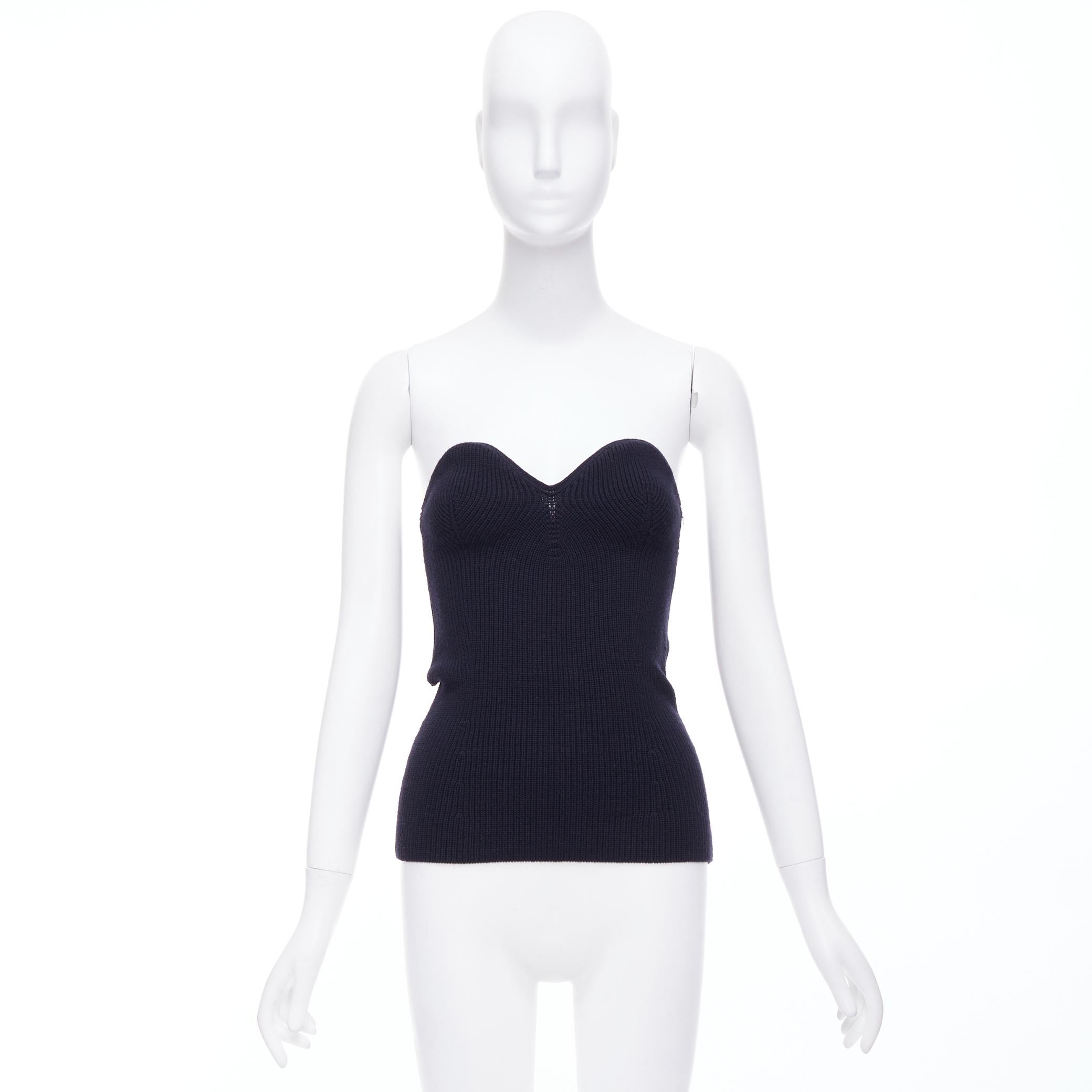 PRADA black contour ribbed knit boned strapless bustier top IT42 M 4