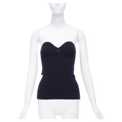 PRADA black contour ribbed knit boned strapless bustier top IT42 M