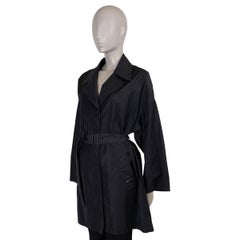 PRADA black cotton 2010 BELTED TRENCH Coat Jacket XL