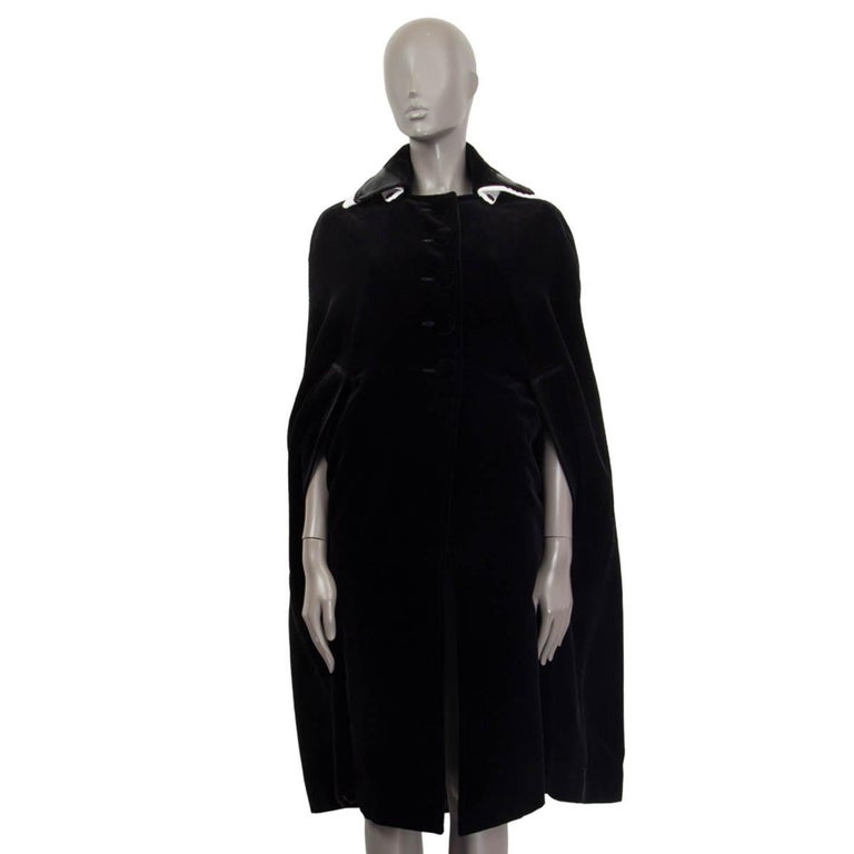 PRADA black cotton 2016 VELVET CAPE Coat Jacket 40 S at 1stDibs | prada  velvet jacket