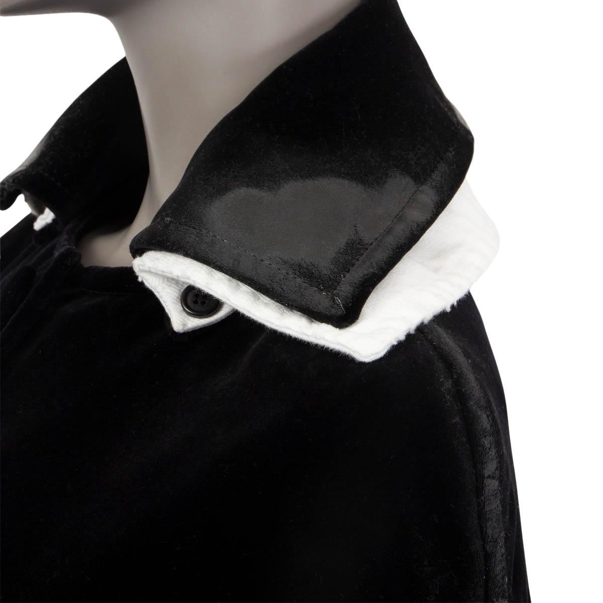 PRADA black cotton 2016 VELVET CAPE Coat Jacket 40 S In Excellent Condition In Zürich, CH