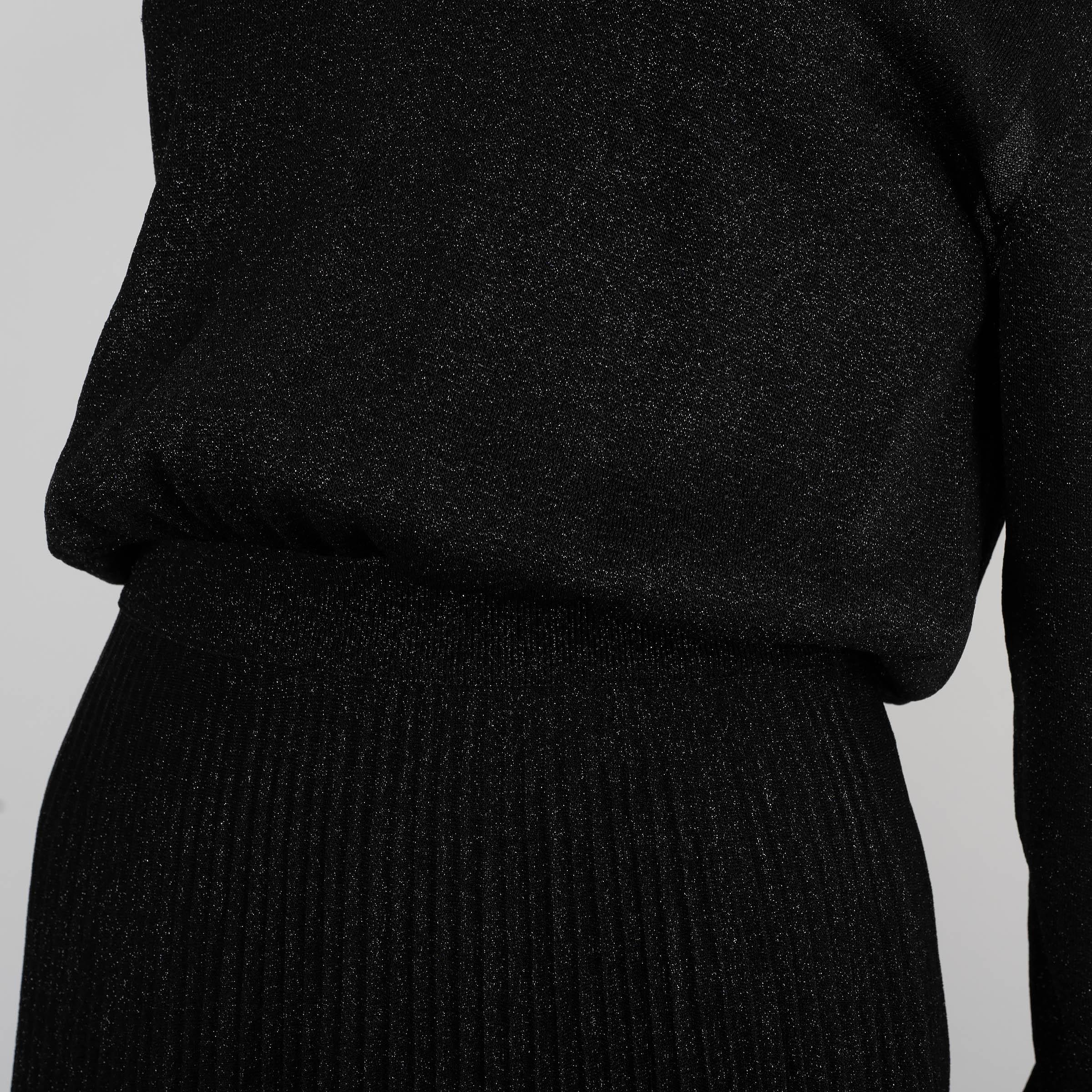 PRADA schwarz Baumwolle 2022 PLEATED LUREX KNIT Kleid 38 XS Damen im Angebot