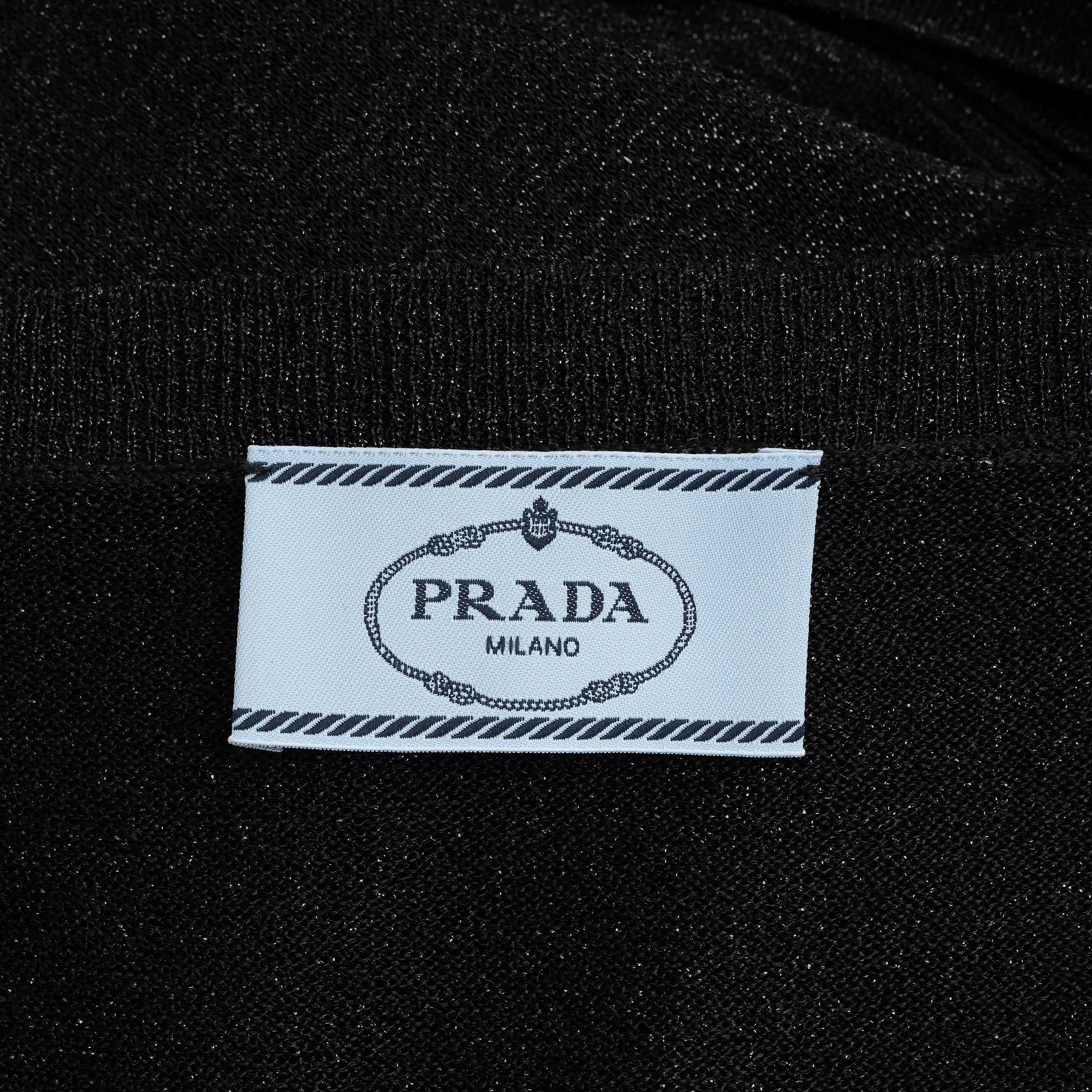 PRADA schwarz Baumwolle 2022 PLEATED LUREX KNIT Kleid 38 XS im Angebot 1