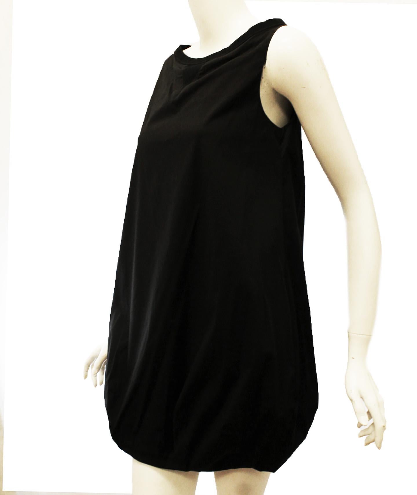 Prada Black Cotton Blend Bubble Mini Dress In Excellent Condition For Sale In Palm Beach, FL