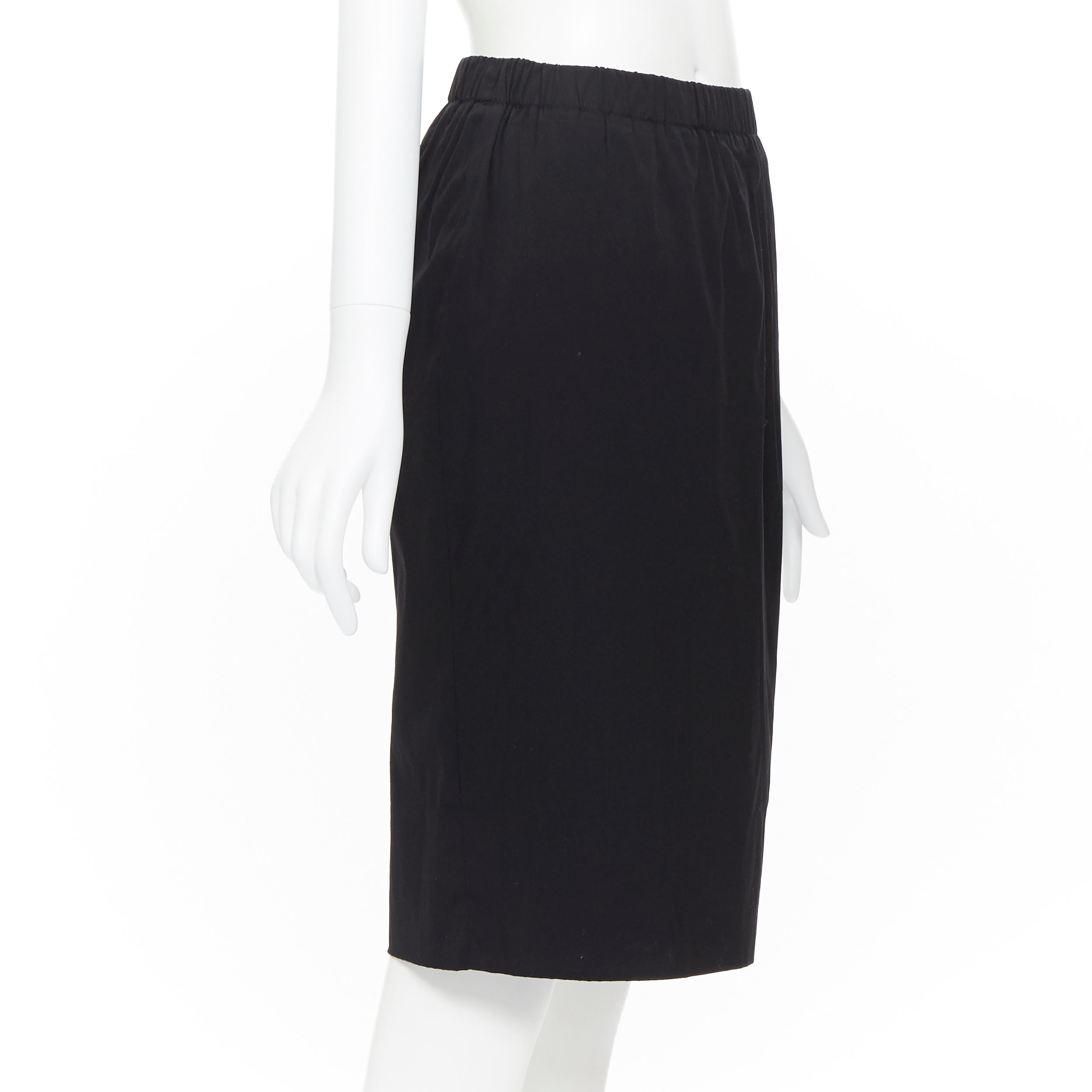 PRADA black cotton blend elasticated waist center vent casual skirt IT42 In Excellent Condition In Hong Kong, NT