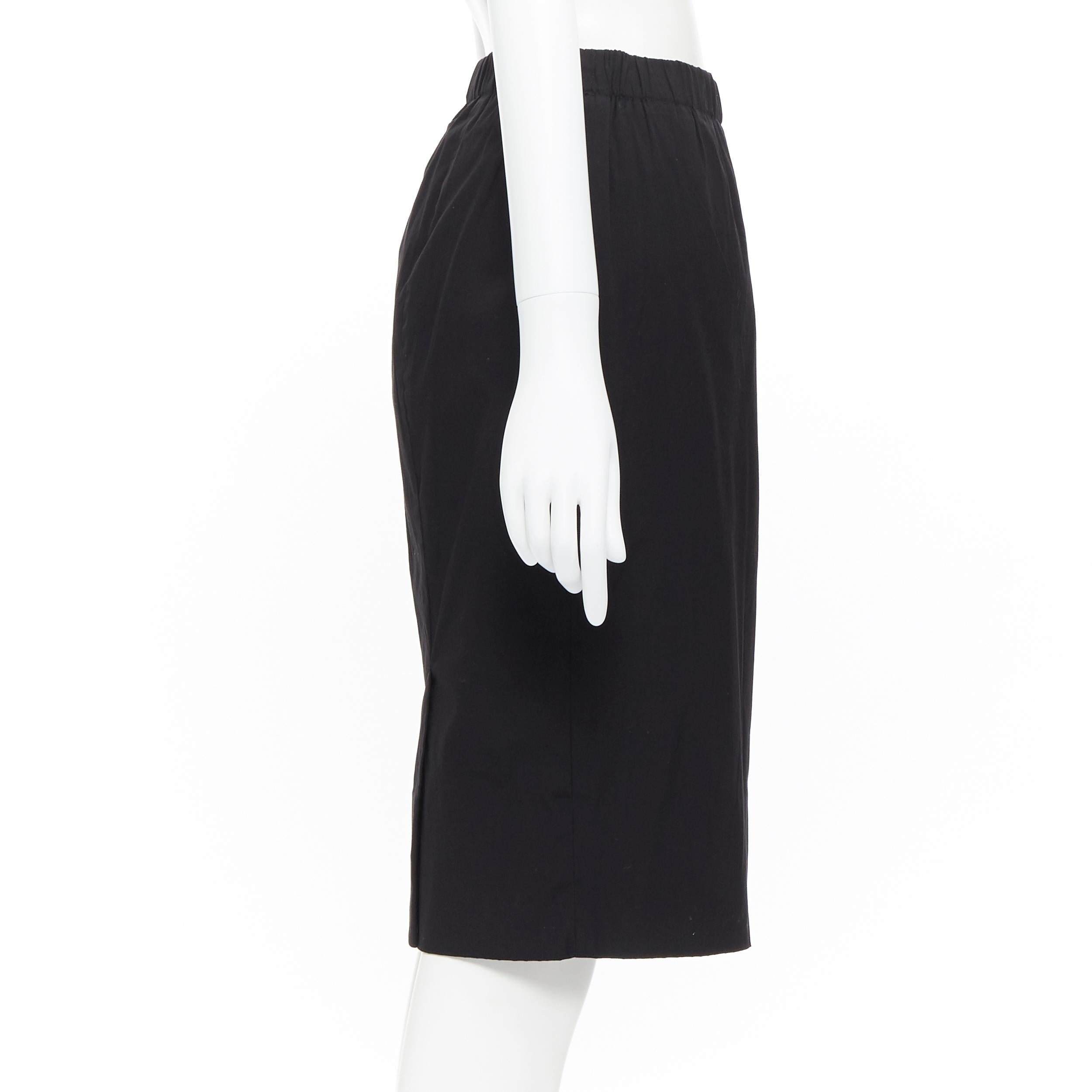 Women's PRADA black cotton blend elasticated waist center vent casual skirt IT42