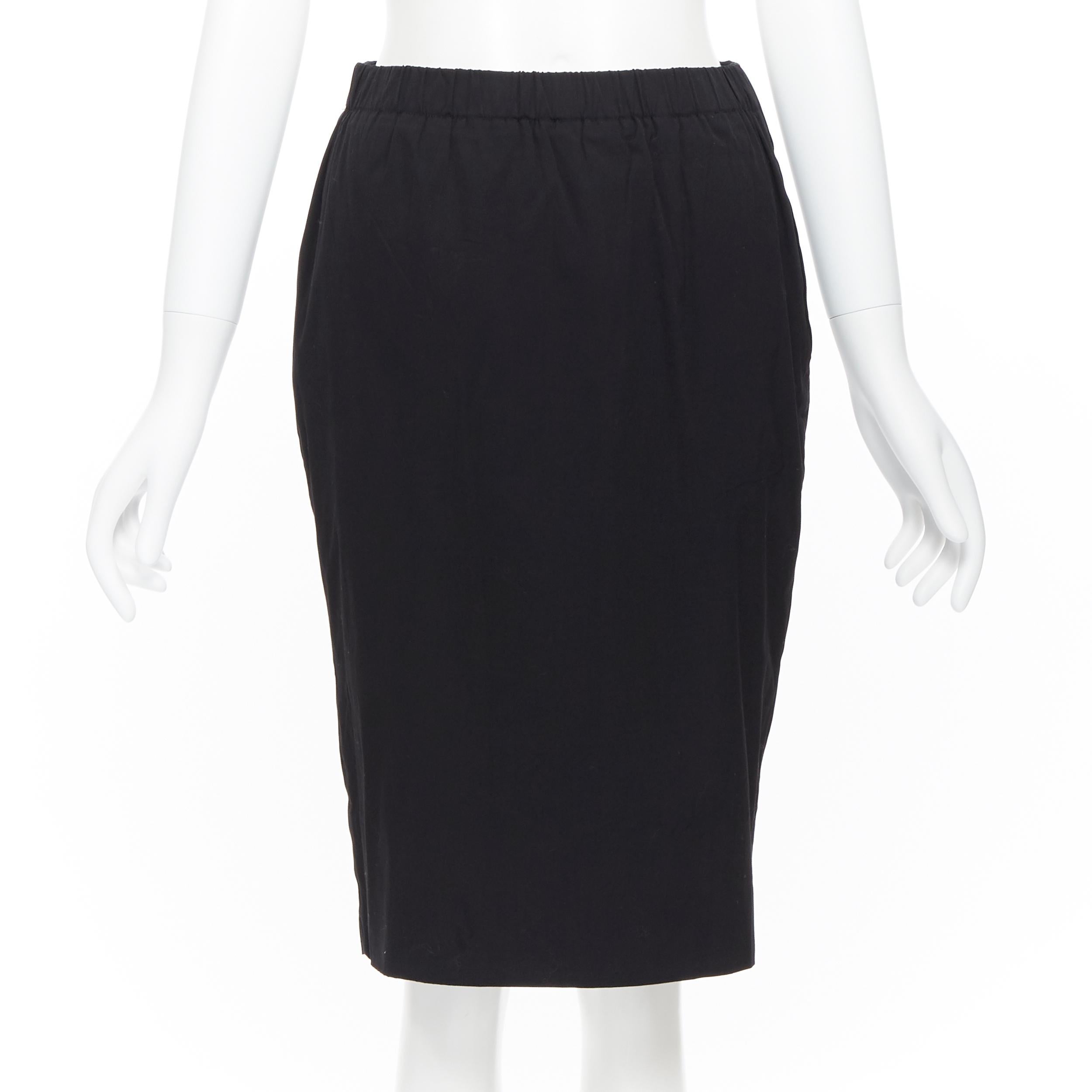 PRADA black cotton blend elasticated waist center vent casual skirt IT42 1