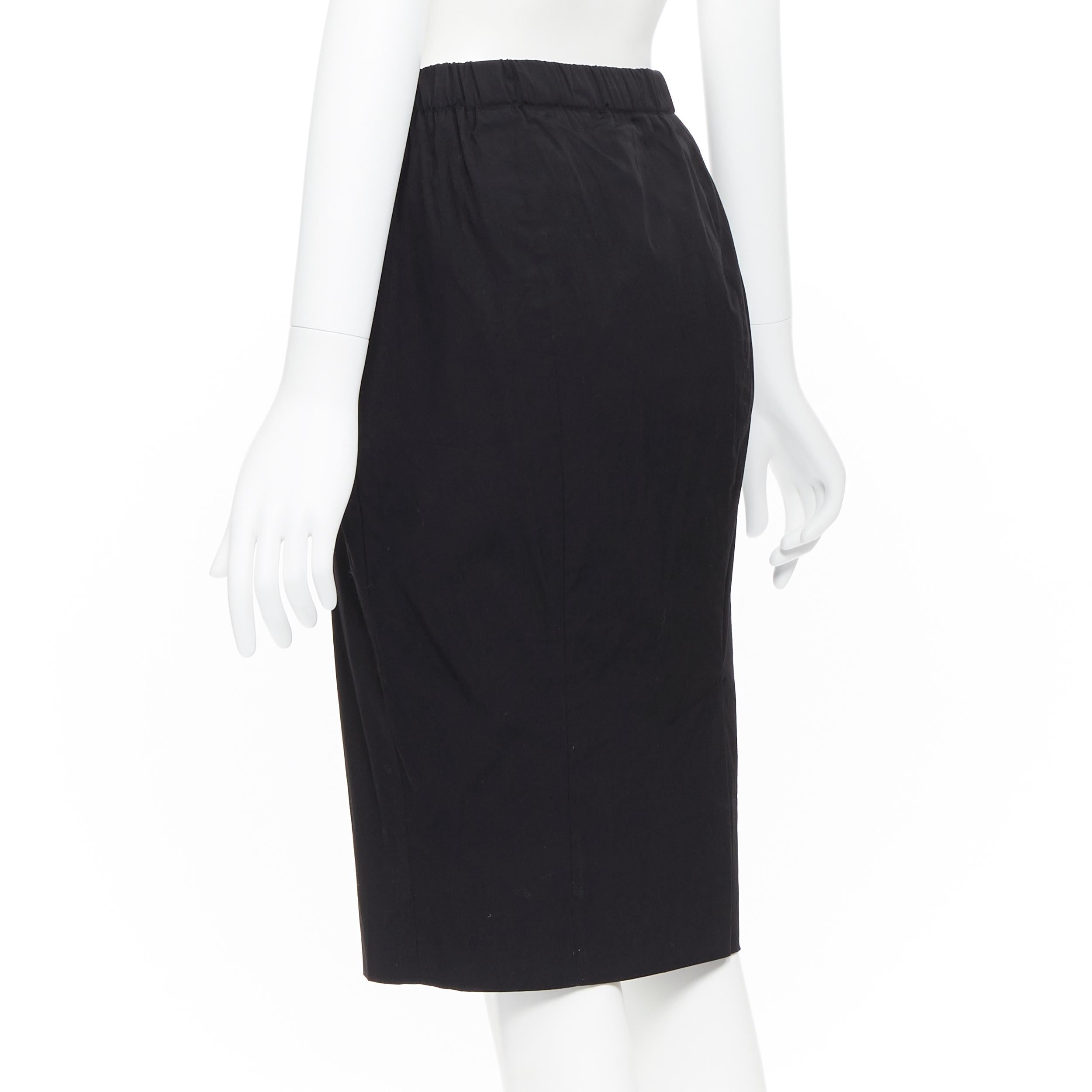 PRADA black cotton blend elasticated waist center vent casual skirt IT42 2