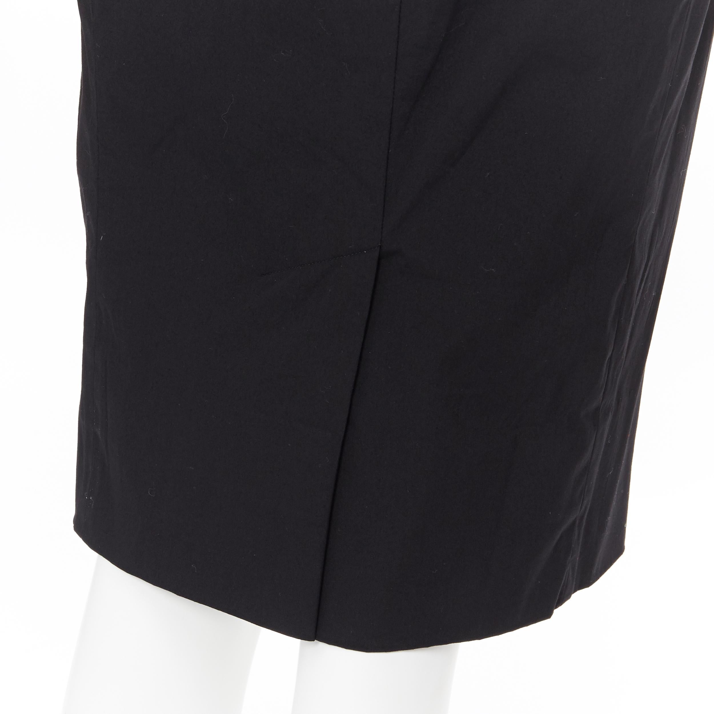 PRADA black cotton blend elasticated waist center vent casual skirt IT42 3
