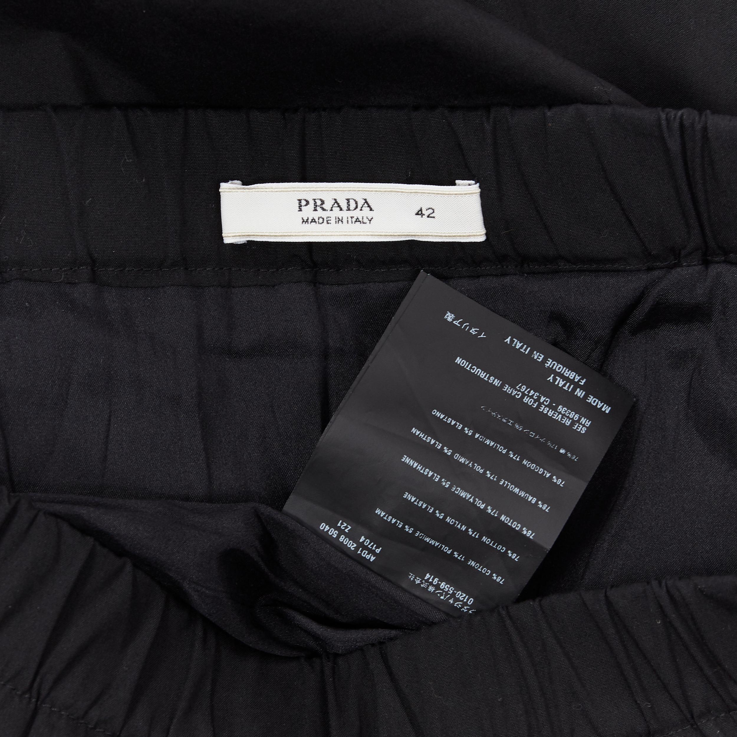PRADA black cotton blend elasticated waist center vent casual skirt IT42 4