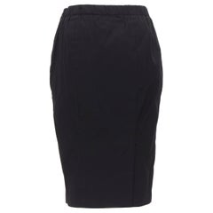 PRADA black cotton blend elasticated waist center vent casual skirt IT42