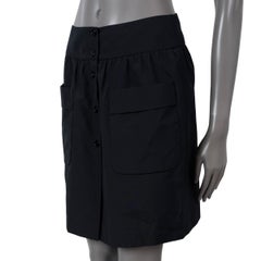 PRADA black cotton blend PATCH POCKET BUTTON FRONT Skirt 38 XS