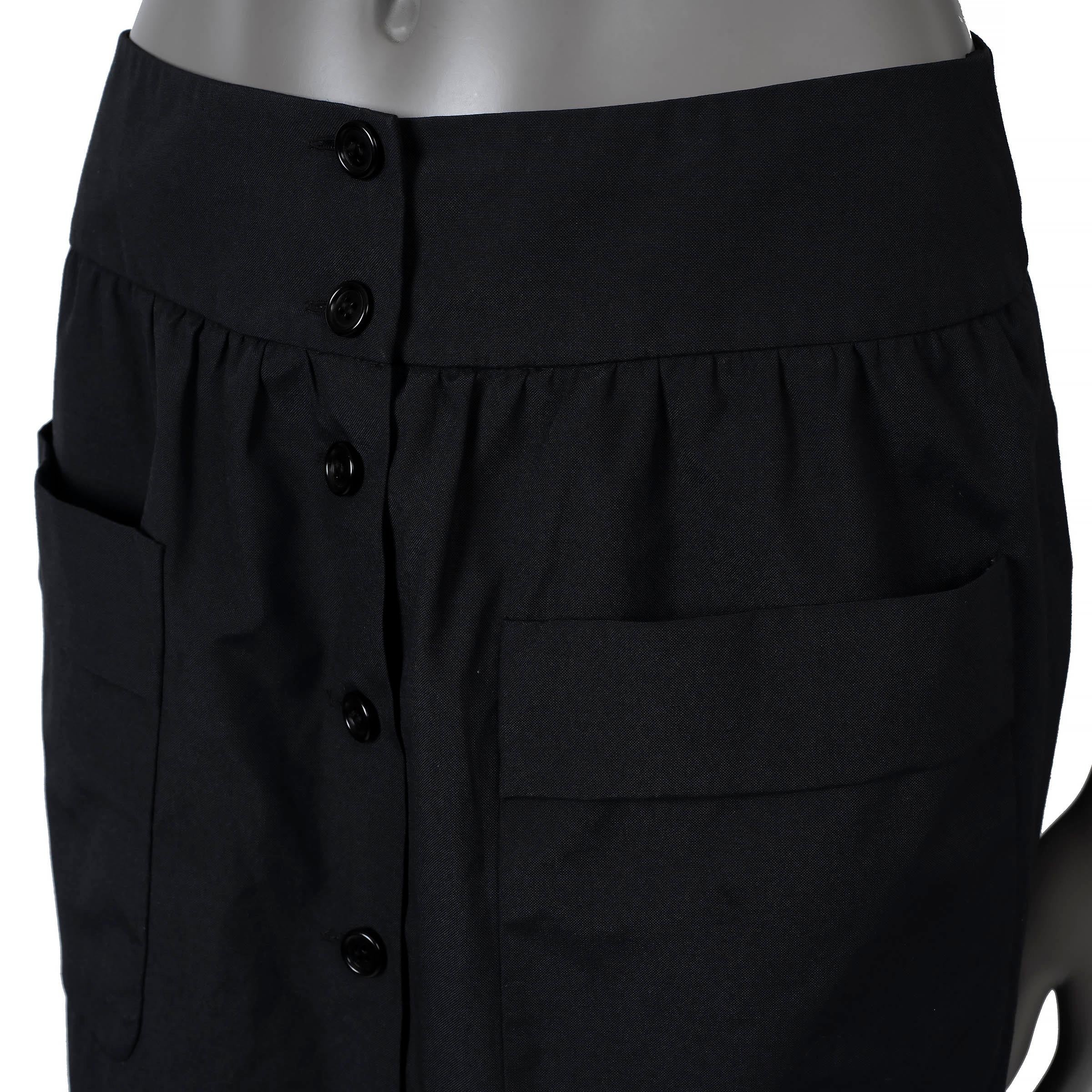 Donna PRADA Gonna nera in misto cotone Prada POCKET BUTTON FRONT 38 XS in vendita