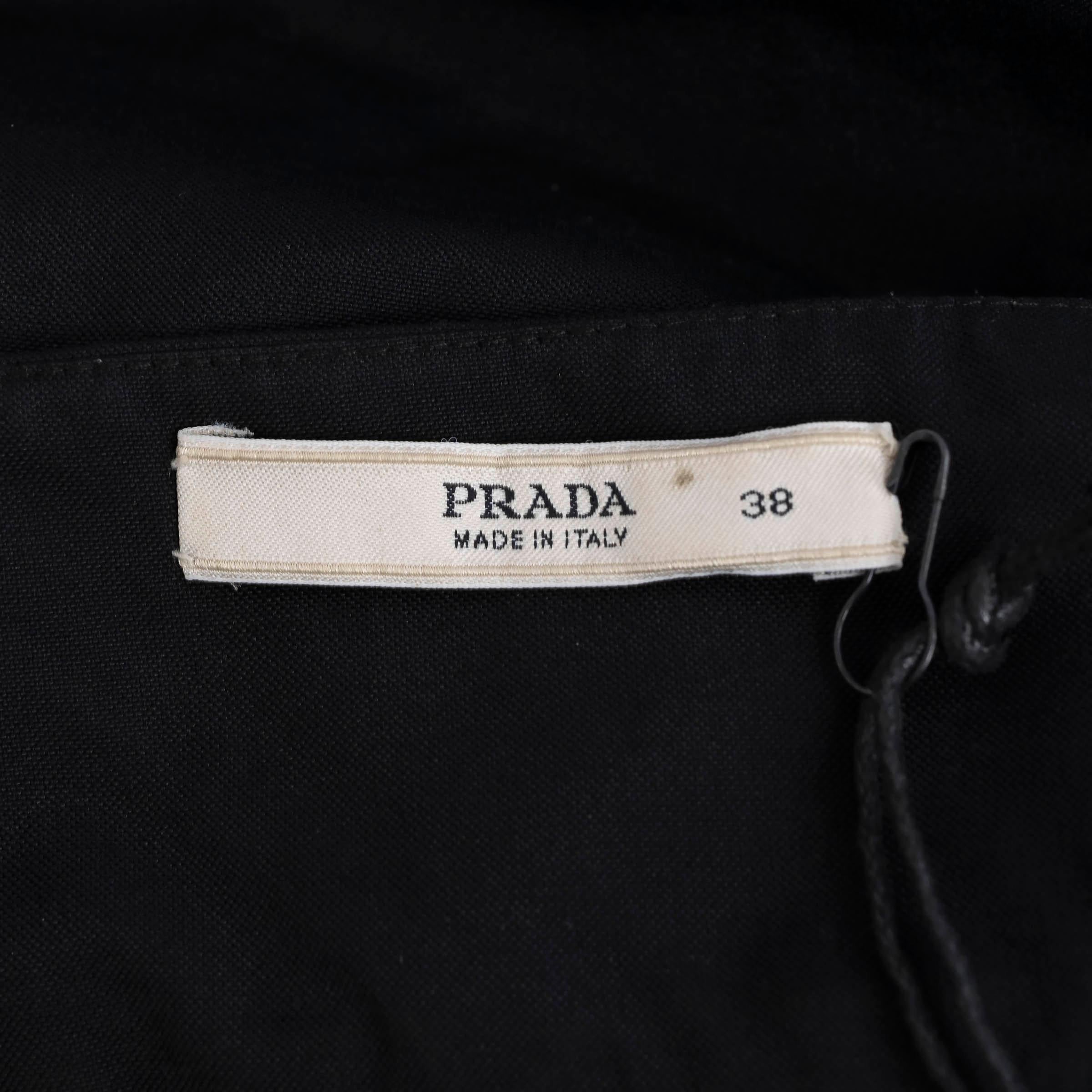 PRADA Gonna nera in misto cotone Prada POCKET BUTTON FRONT 38 XS in vendita 1