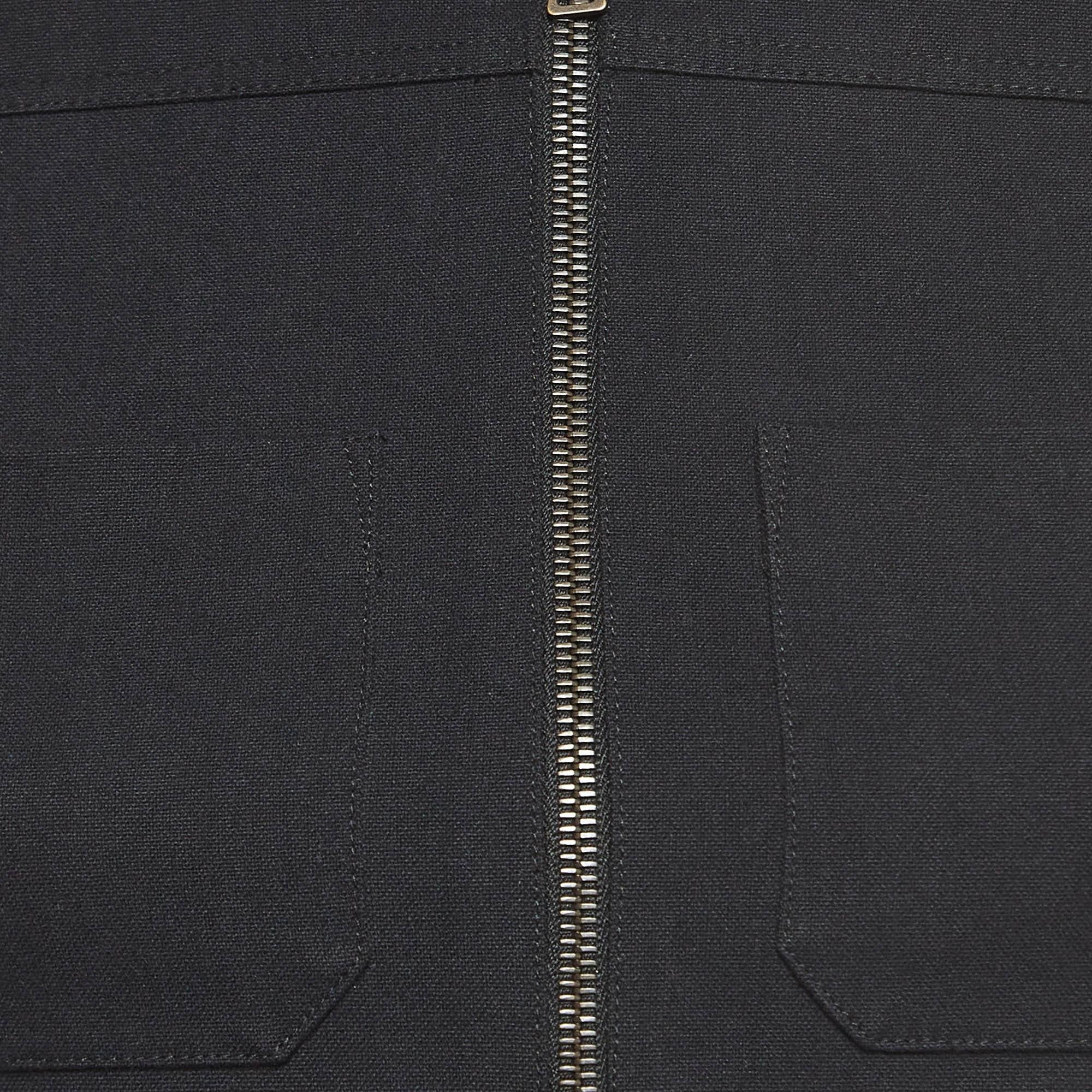 Women's Prada Black Cotton Blend Zipper Front Cropped Jacket S