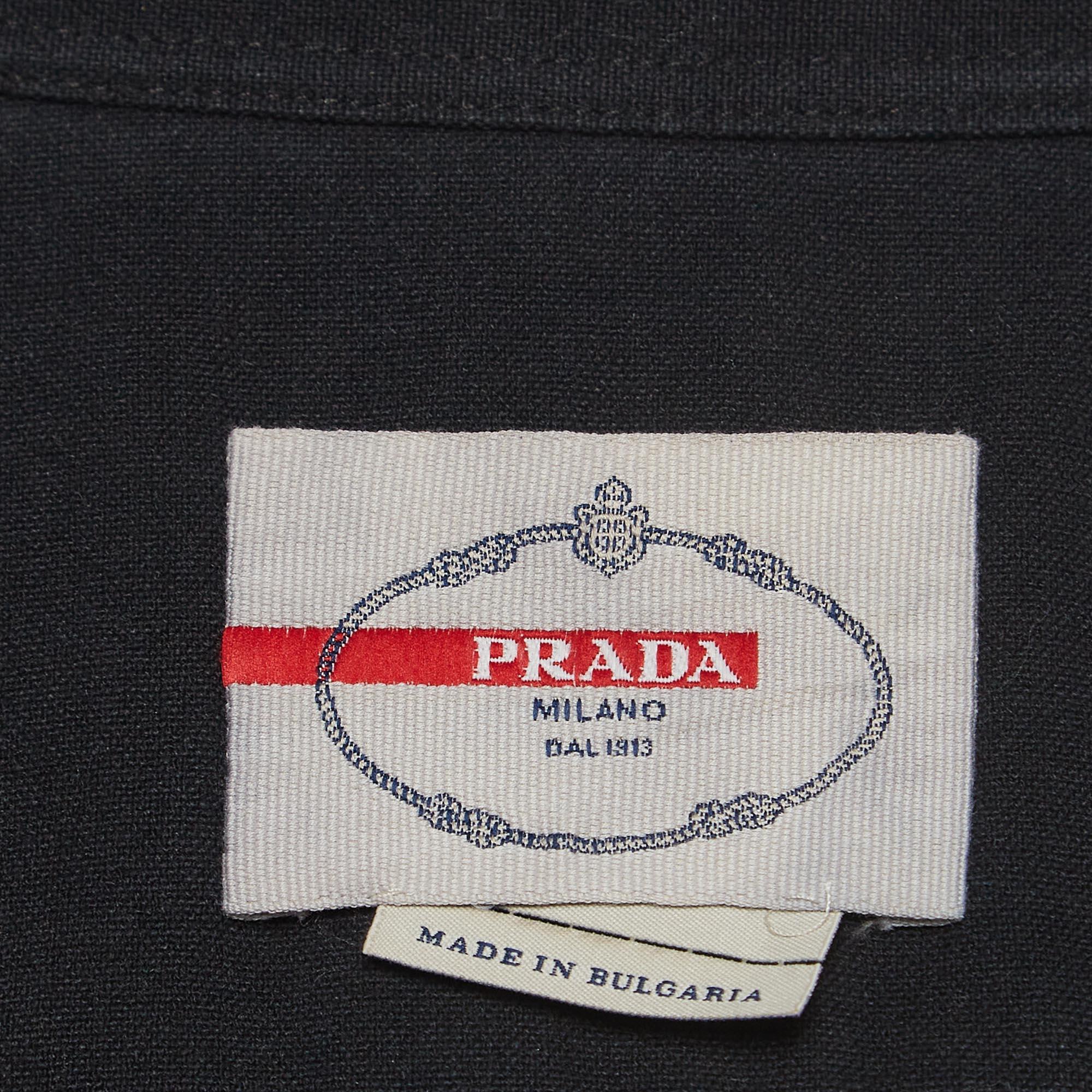 Prada Black Cotton Blend Zipper Front Cropped Jacket S 1