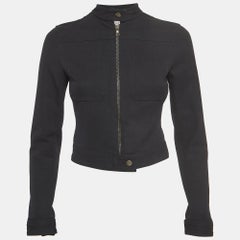 Prada Black Cotton Blend Zipper Front Cropped Jacket S