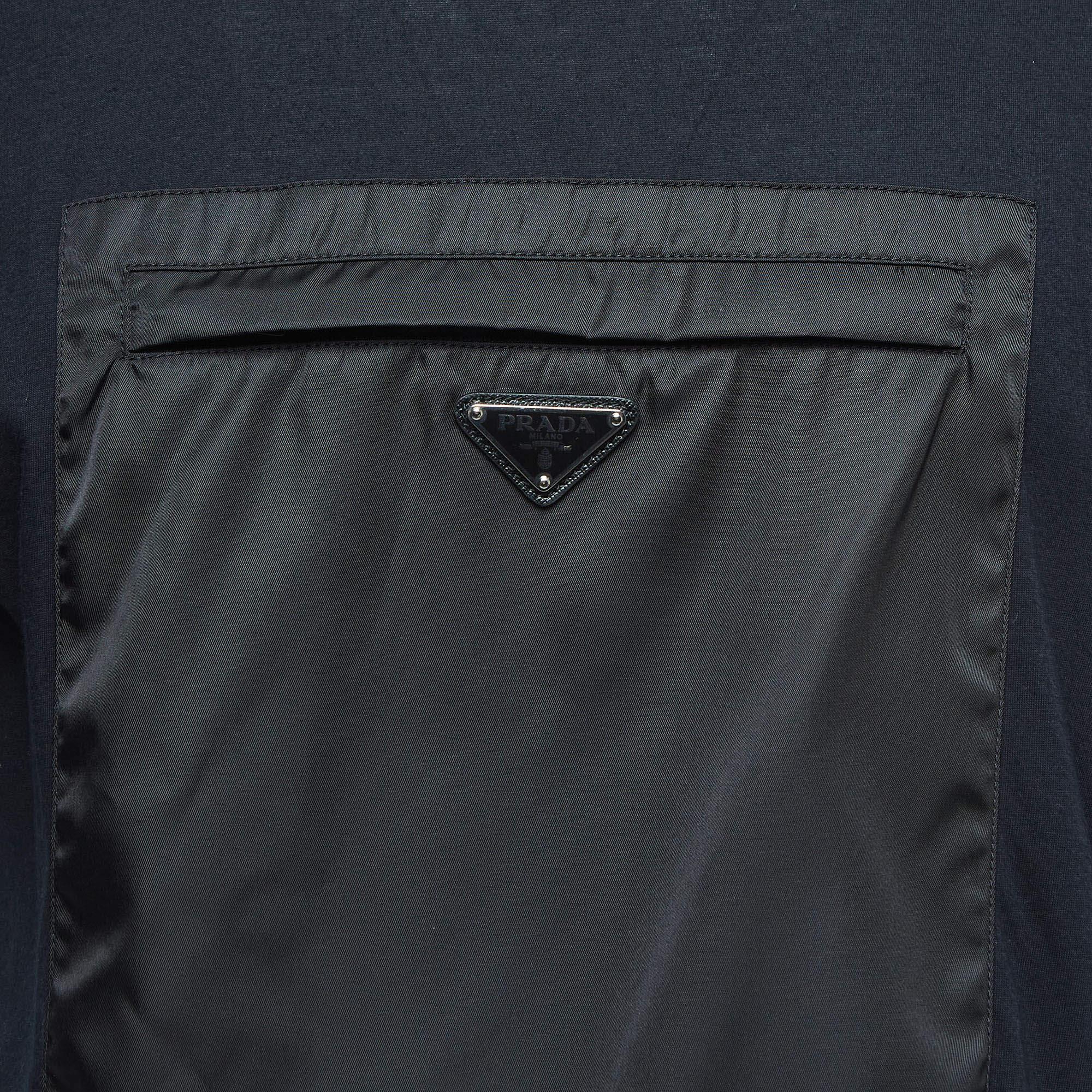 Men's Prada Black Cotton Front Patch Pocket Detail T-Shirt L