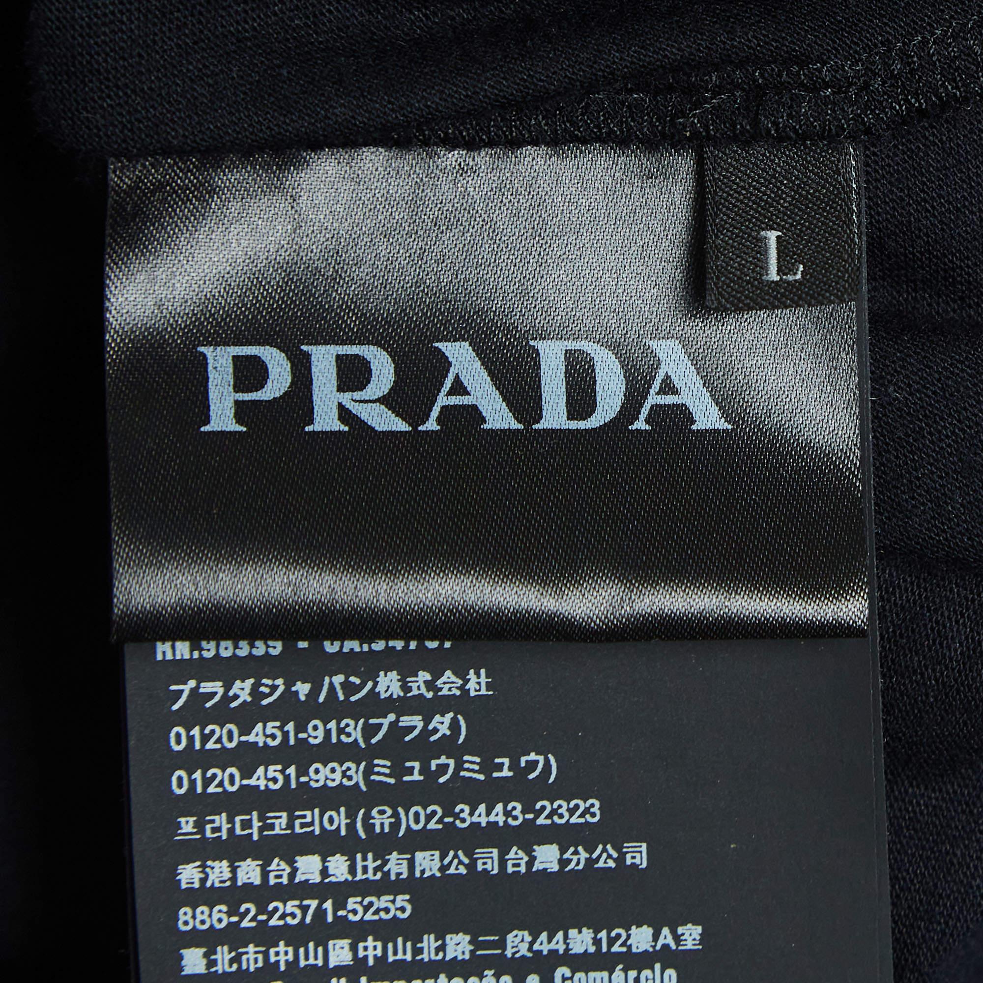 Prada Black Cotton Front Patch Pocket Detail T-Shirt L 2