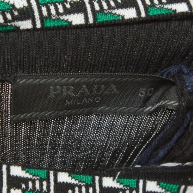 Prada Maglione a collo alto in cotone jacquard nero I.L.A. in vendita 1
