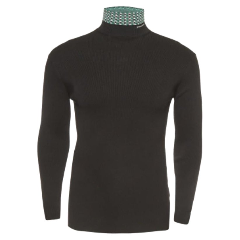 Prada Maglione a collo alto in cotone jacquard nero I.L.A. in vendita