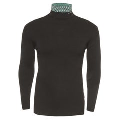 Prada Maglione a collo alto in cotone jacquard nero I.L.A.