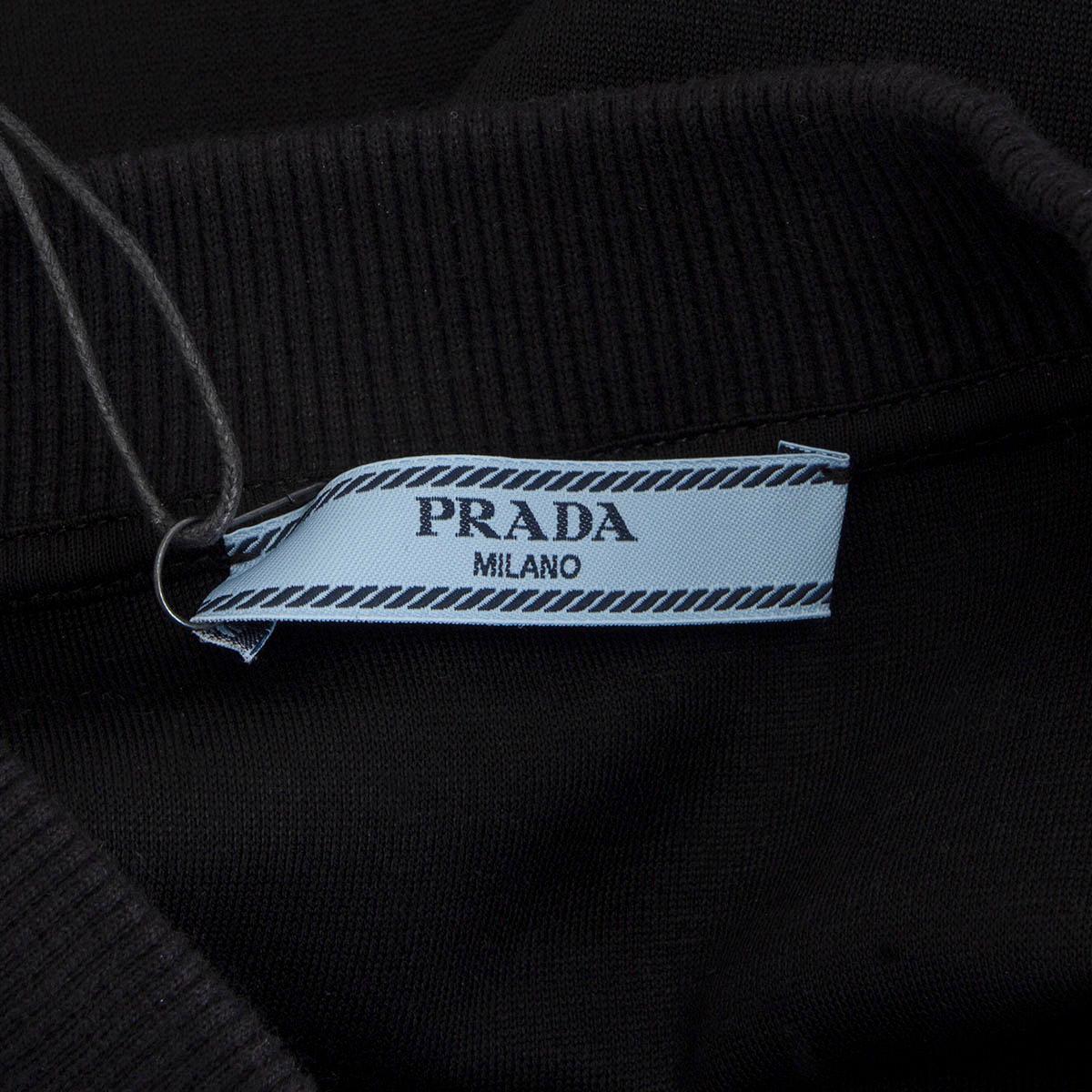 PRADA black cotton OVERSIZED TECHNICAL FLEECE T Shirt Shirt XS For