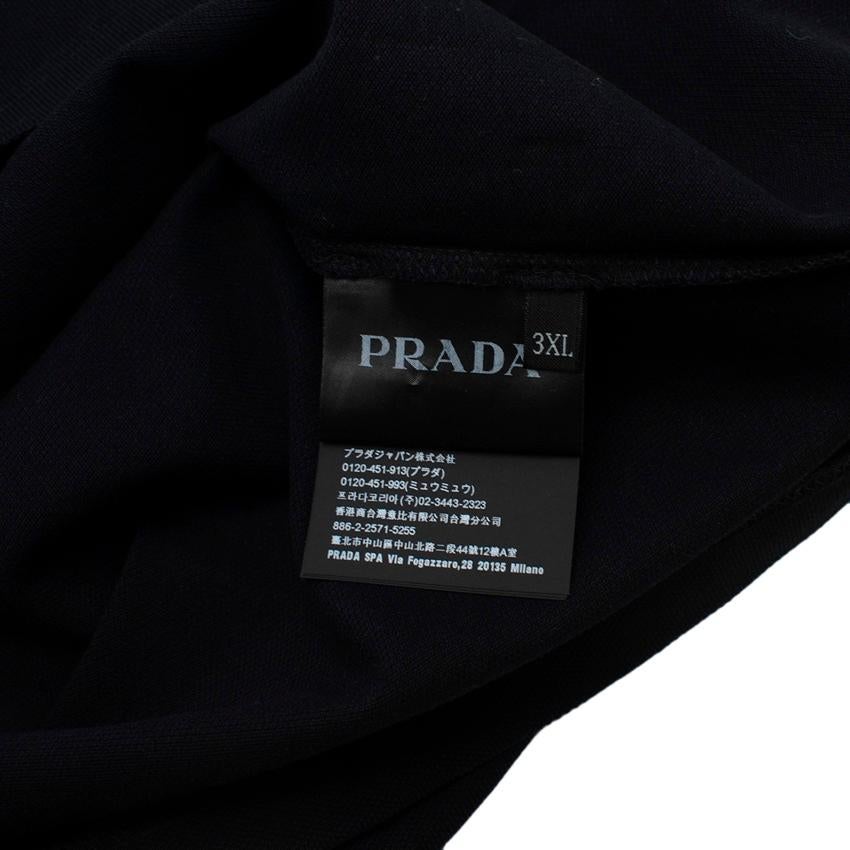 Prada Black Cotton Pique Contrast Trim Polo Shirt 3