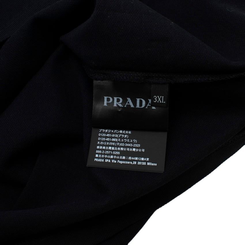 Prada Black Cotton Pique Contrast Trim Polo Shirt For Sale 3