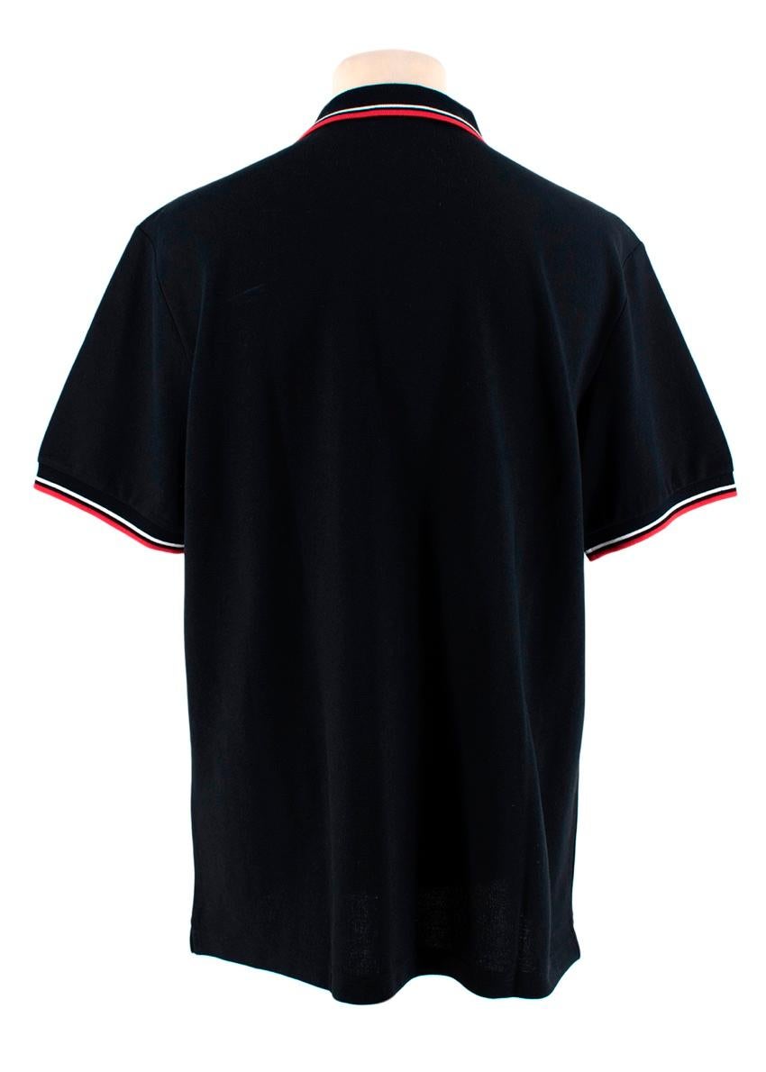 Prada Black Cotton Pique Contrast Trim Polo Shirt