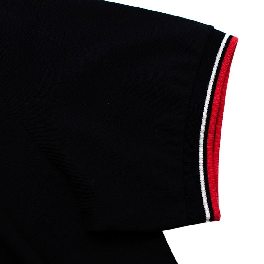 Prada Black Cotton Pique Contrast Trim Polo Shirt 1