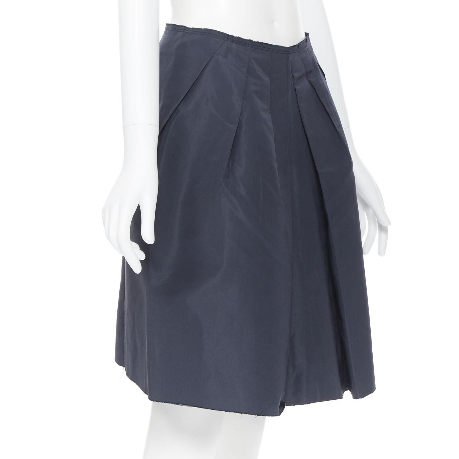 Black PRADA black cotton pleated front A-line skirt IT38 27