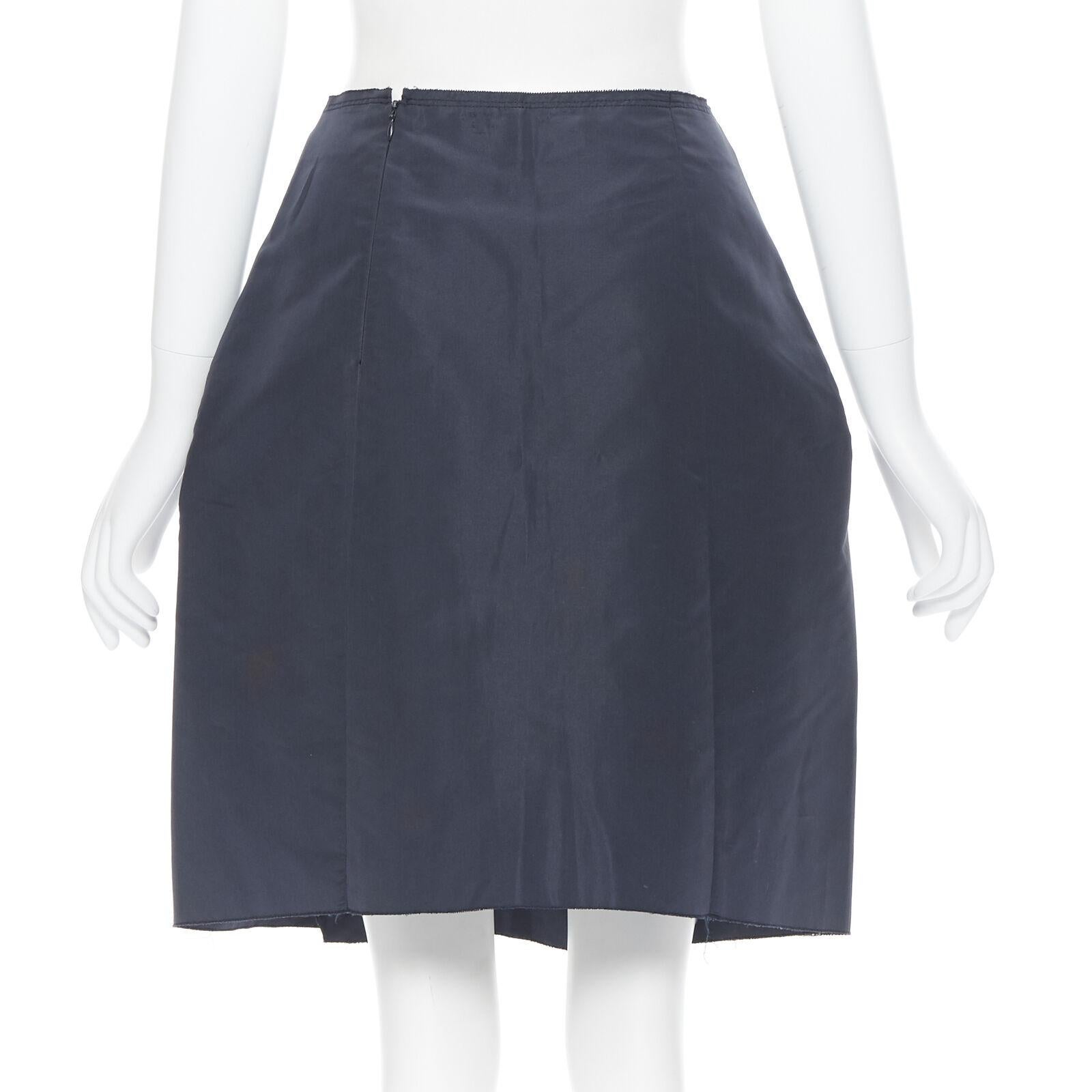Women's PRADA black cotton pleated front A-line skirt IT38 27