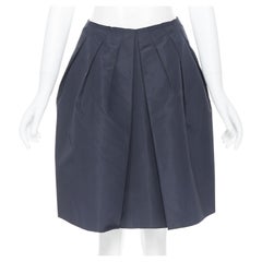 PRADA black cotton pleated front A-line skirt IT38 27"