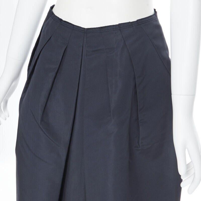 PRADA black cotton pleated front A-lone skirt IT38 27