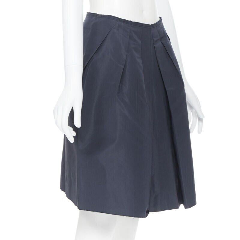 Black PRADA black cotton pleated front A-lone skirt IT38 27